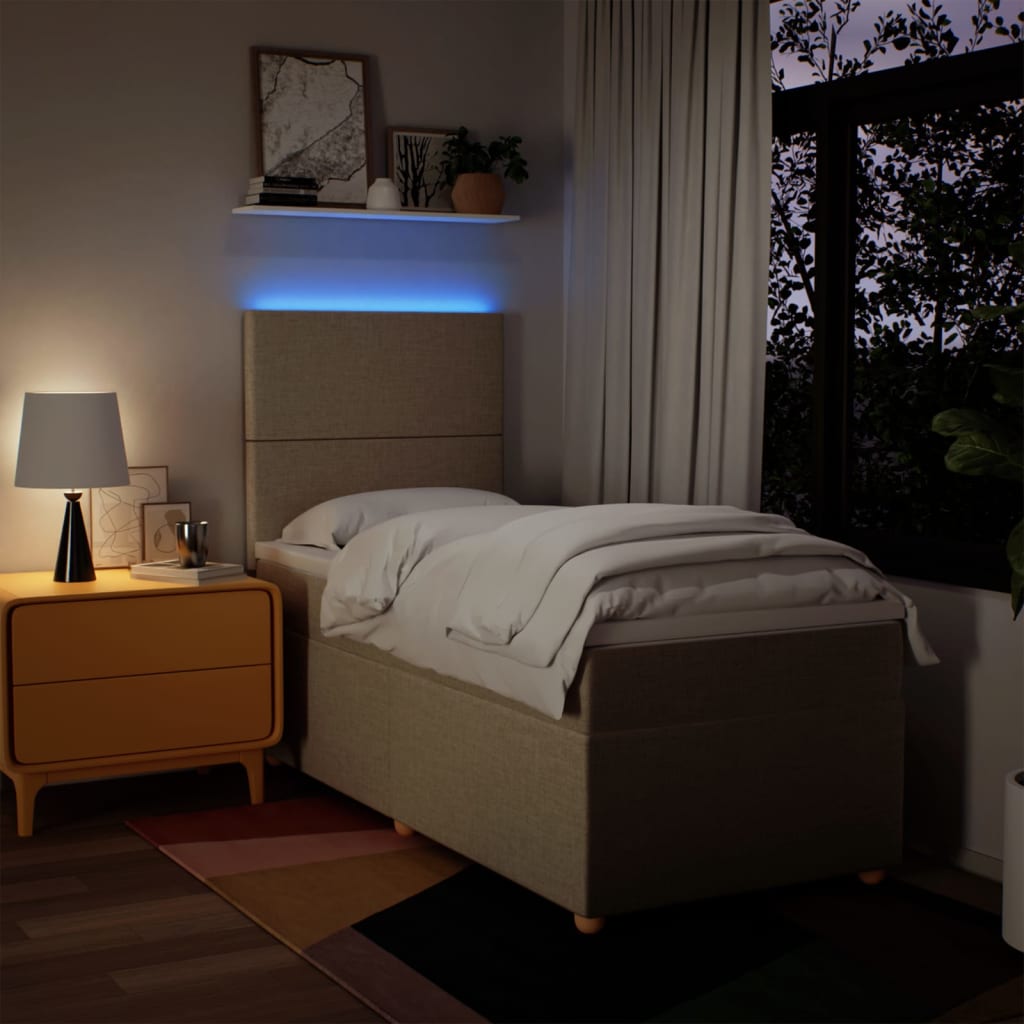 Boxspring met matras stof crèmekleurig 90x200 cm is nu te koop bij PeponiXL, paradijselijk wonen!