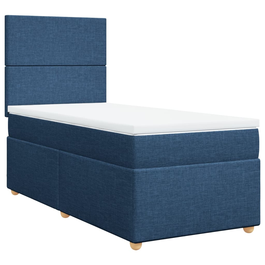 Boxspring met matras stof blauw 90x200 cm is nu te koop bij PeponiXL, paradijselijk wonen!