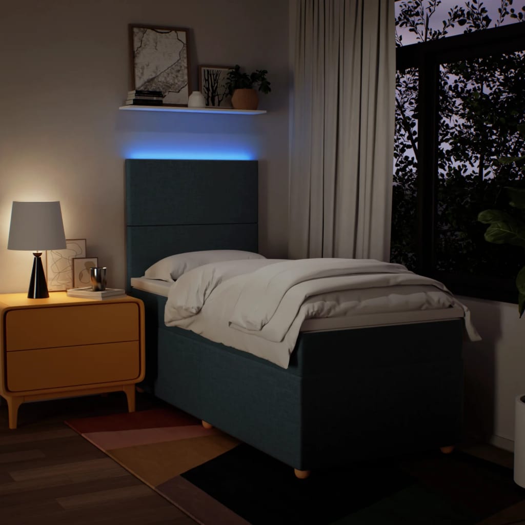 Boxspring met matras stof blauw 90x200 cm is nu te koop bij PeponiXL, paradijselijk wonen!