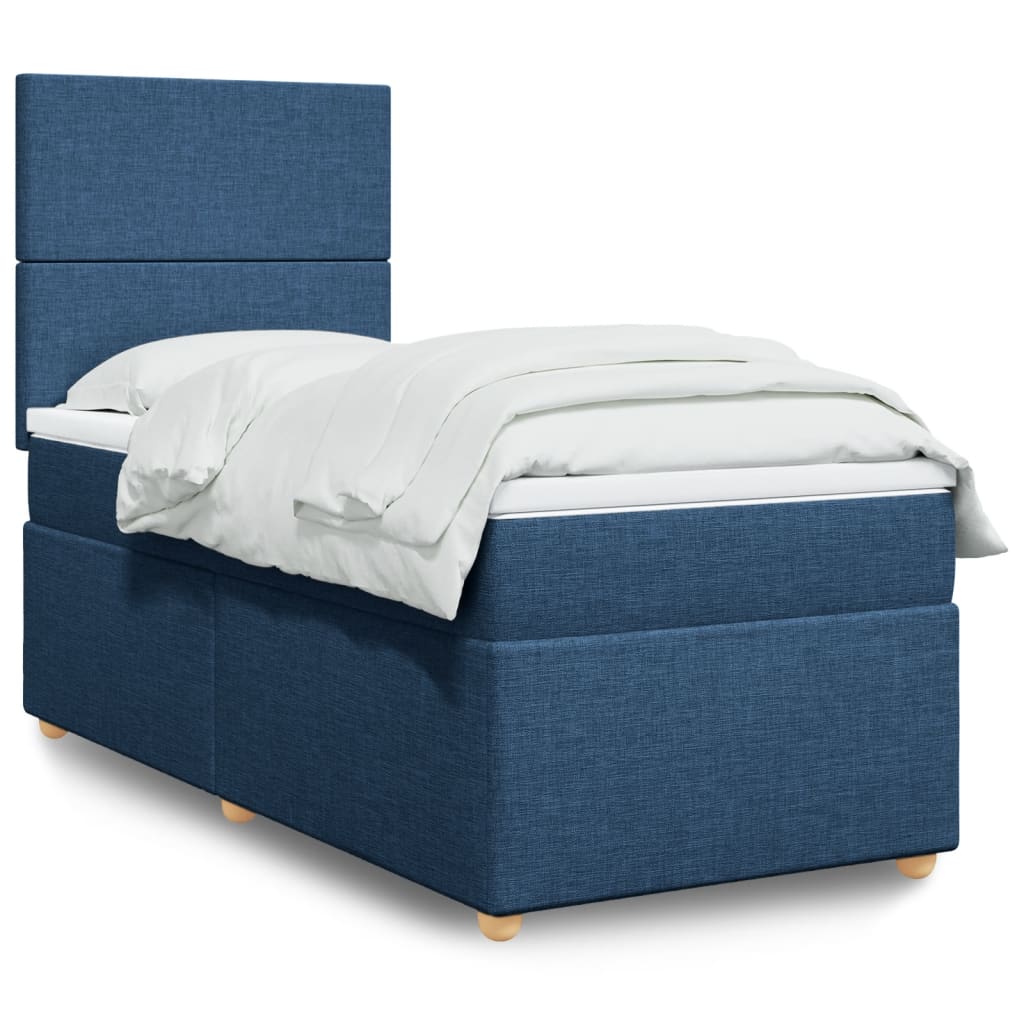 Boxspring met matras stof blauw 90x200 cm is nu te koop bij PeponiXL, paradijselijk wonen!