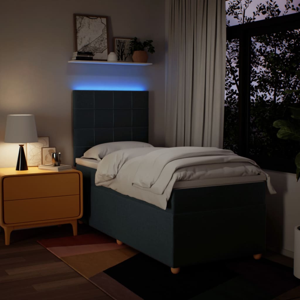 Boxspring met matras stof blauw 90x200 cm is nu te koop bij PeponiXL, paradijselijk wonen!