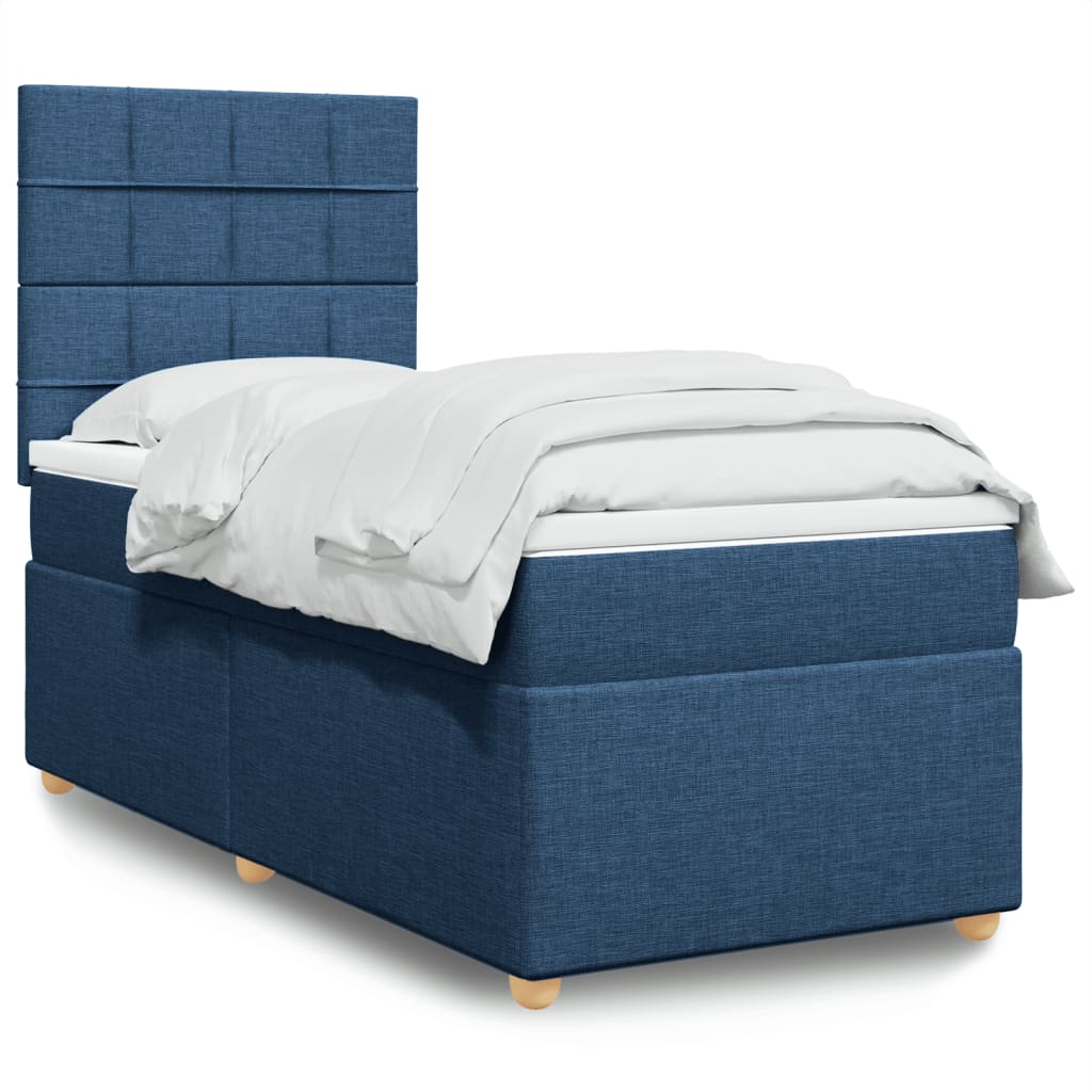 Boxspring met matras stof blauw 90x200 cm is nu te koop bij PeponiXL, paradijselijk wonen!