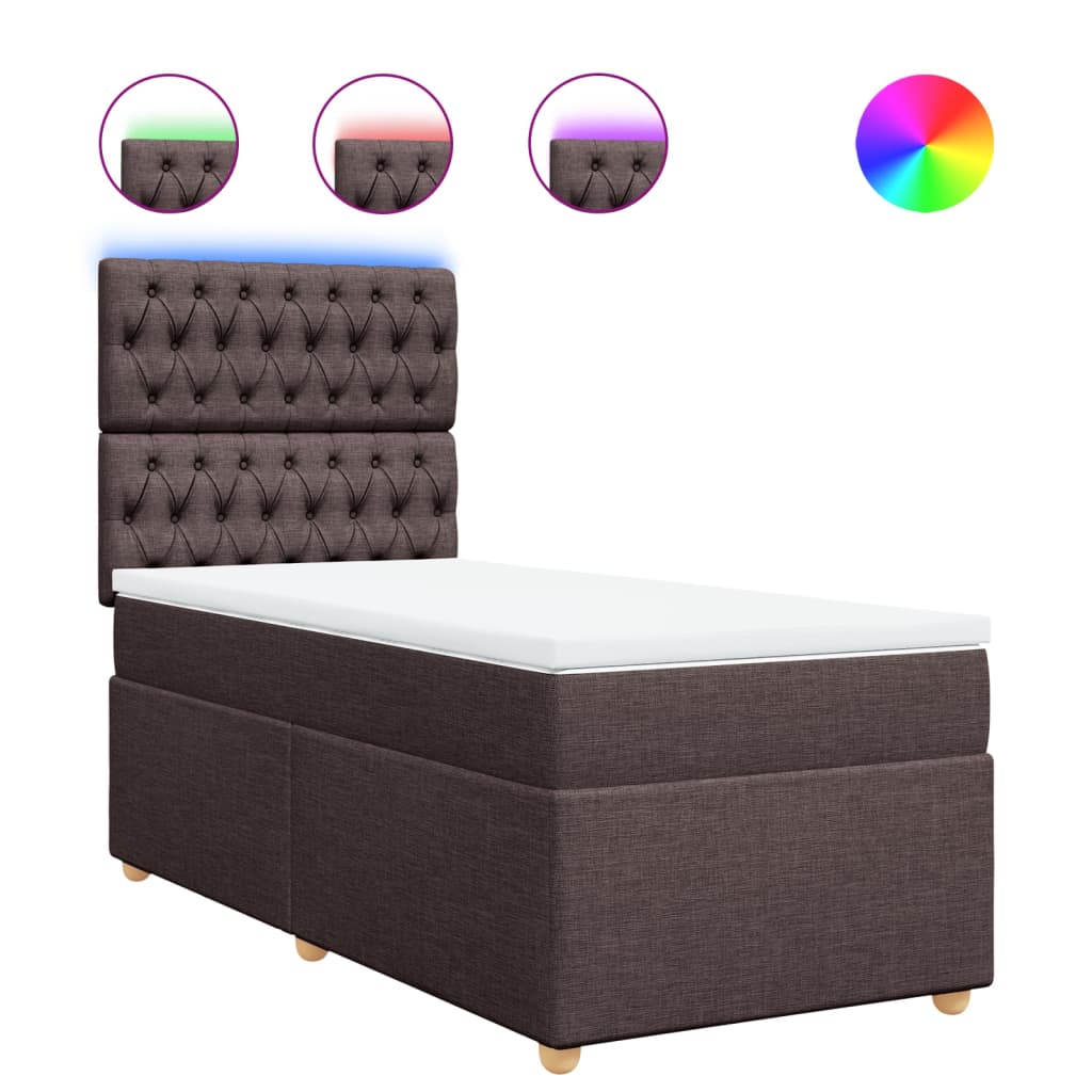 Boxspring met matras stof donkerbruin 90x200 cm is nu te koop bij PeponiXL, paradijselijk wonen!