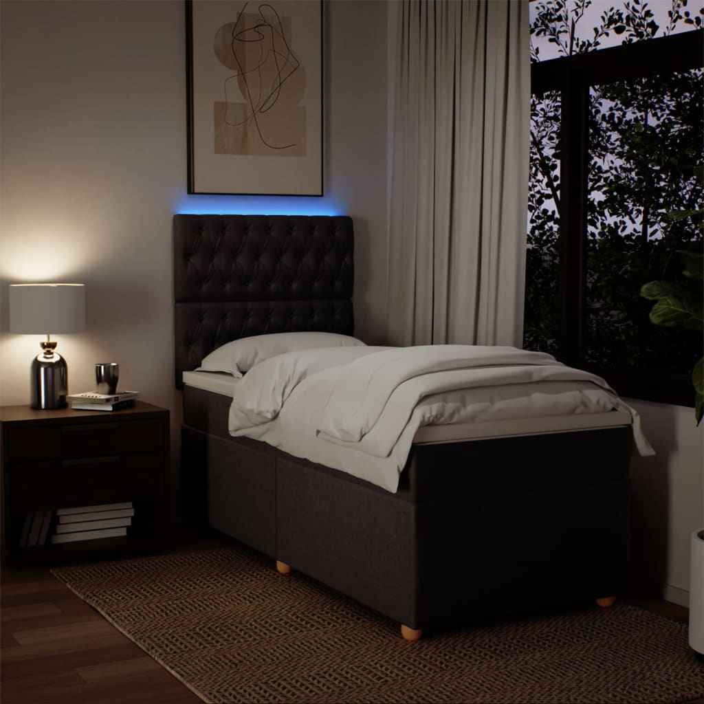 Boxspring met matras stof donkerbruin 90x200 cm is nu te koop bij PeponiXL, paradijselijk wonen!