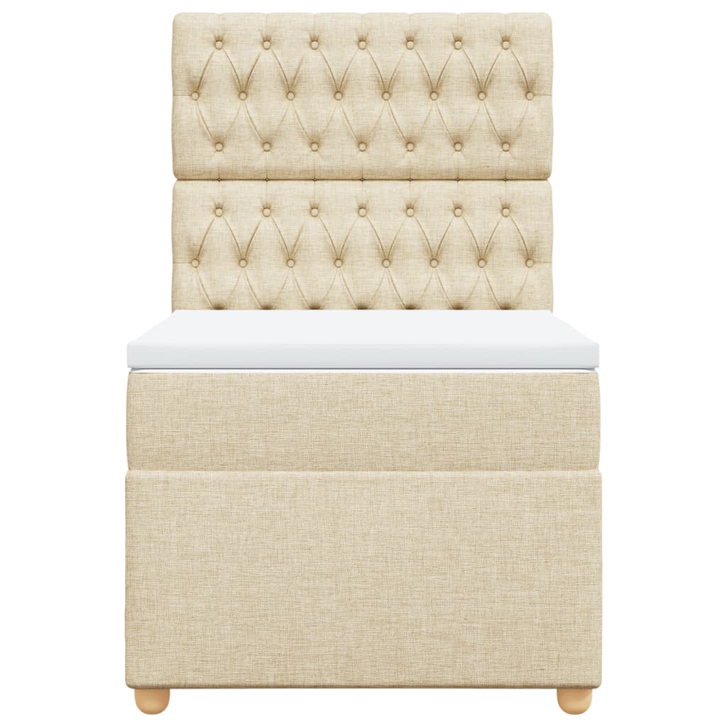 Boxspring met matras stof crèmekleurig 90x200 cm is nu te koop bij PeponiXL, paradijselijk wonen!