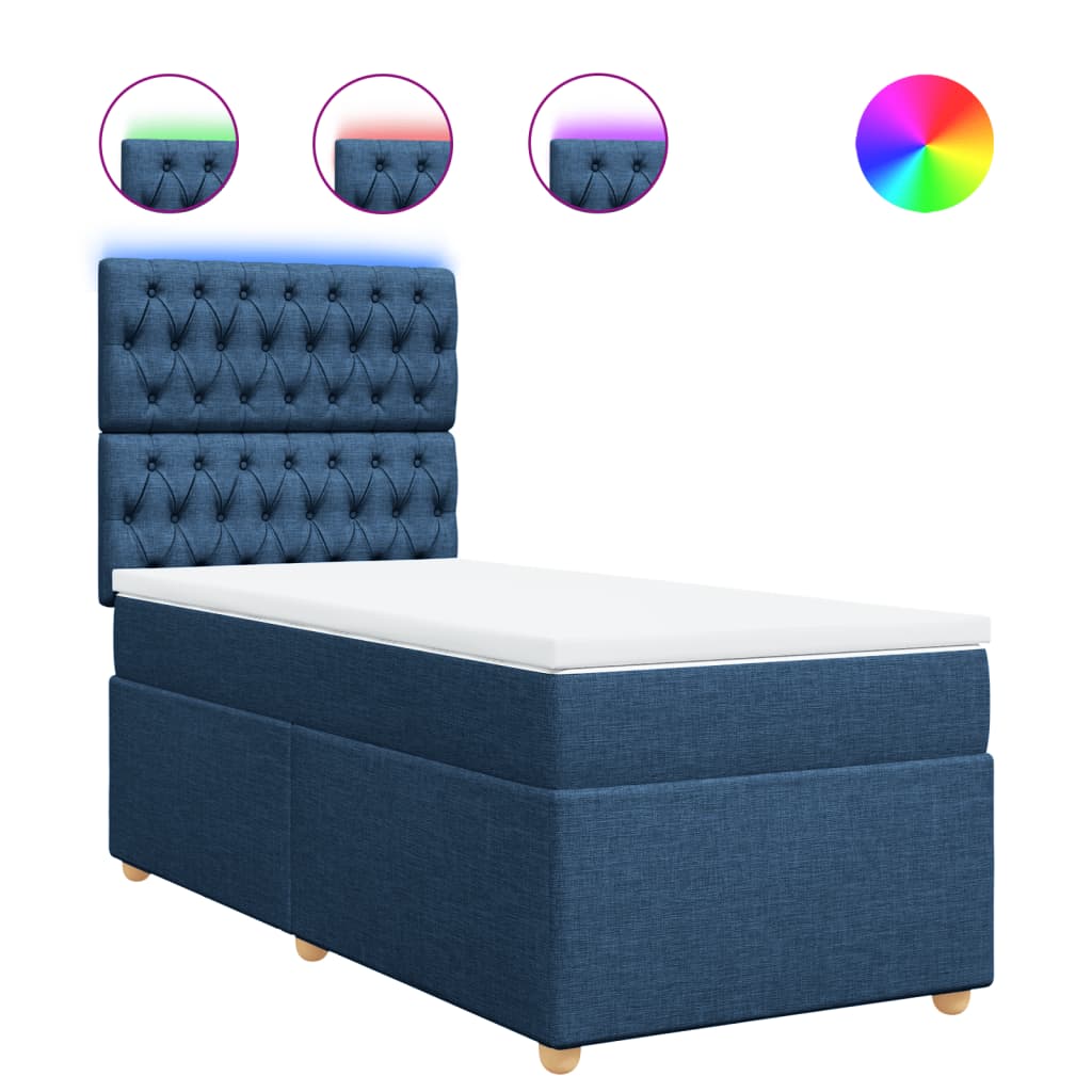 Boxspring met matras stof blauw 90x200 cm is nu te koop bij PeponiXL, paradijselijk wonen!