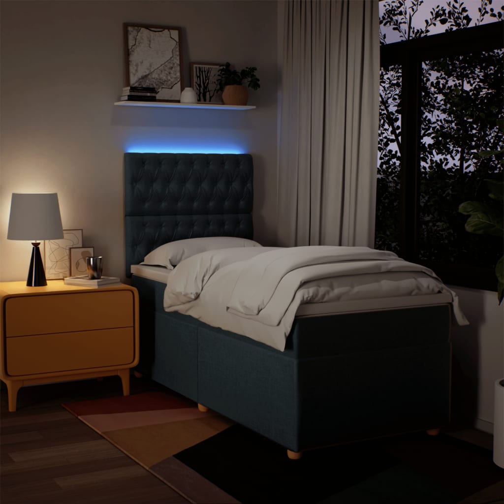 Boxspring met matras stof blauw 90x200 cm is nu te koop bij PeponiXL, paradijselijk wonen!