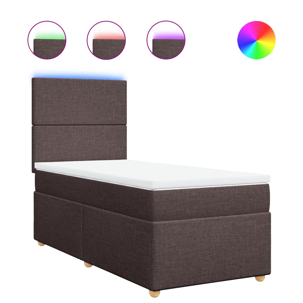 Boxspring met matras stof donkerbruin 100x200 cm is nu te koop bij PeponiXL, paradijselijk wonen!