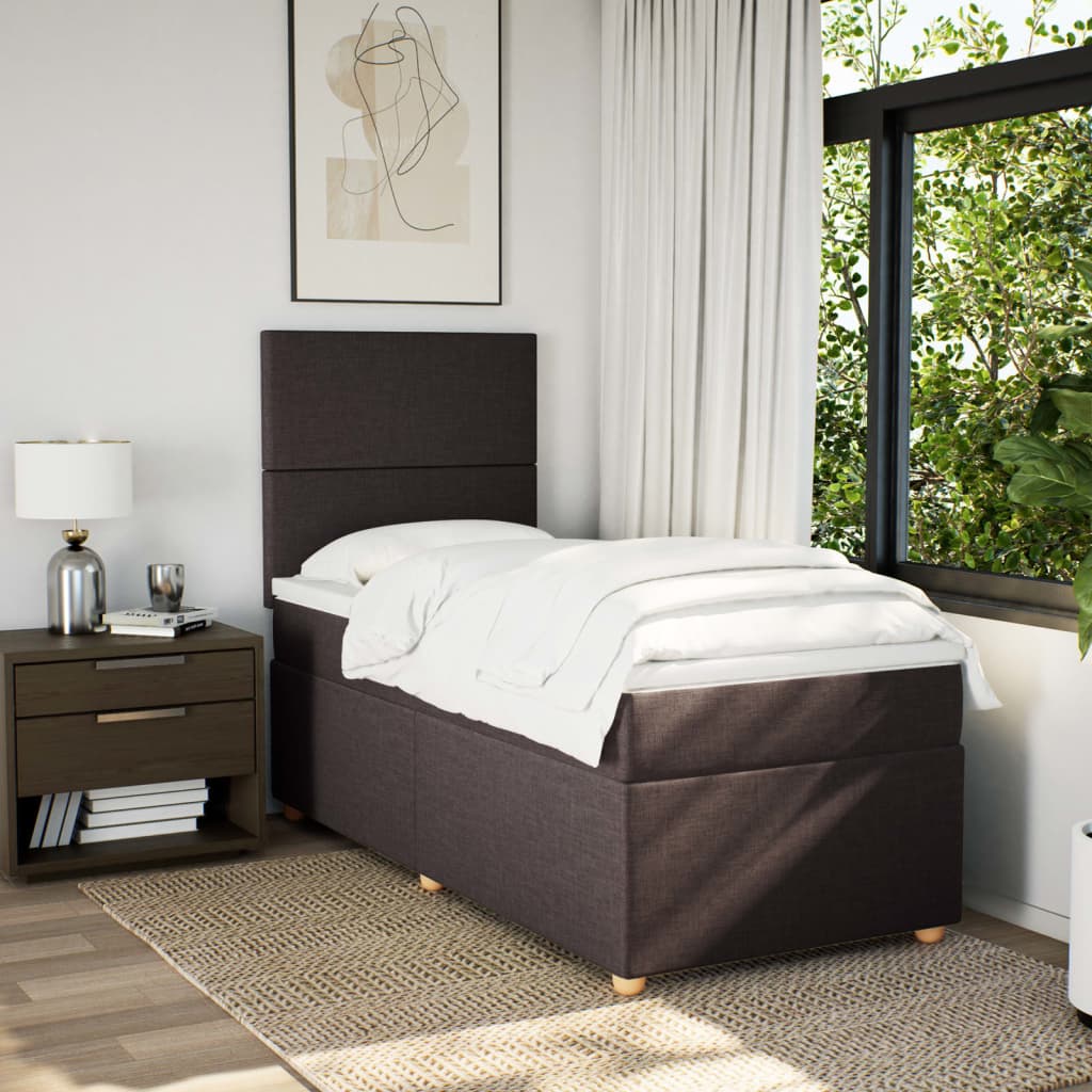 Boxspring met matras stof donkerbruin 100x200 cm is nu te koop bij PeponiXL, paradijselijk wonen!