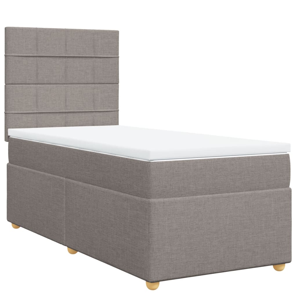 Boxspring met matras stof taupe 100x200 cm is nu te koop bij PeponiXL, paradijselijk wonen!