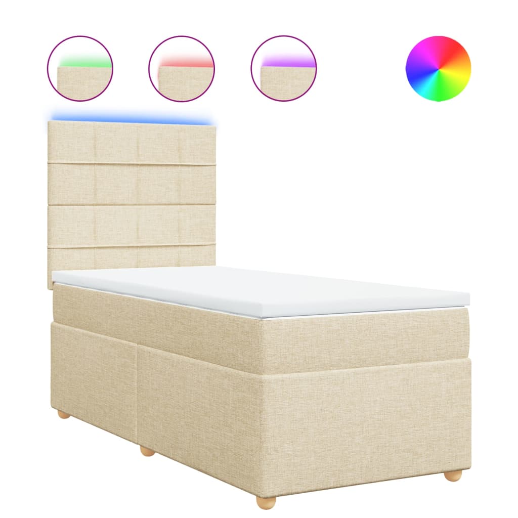 Boxspring met matras stof crèmekleurig 100x200 cm is nu te koop bij PeponiXL, paradijselijk wonen!