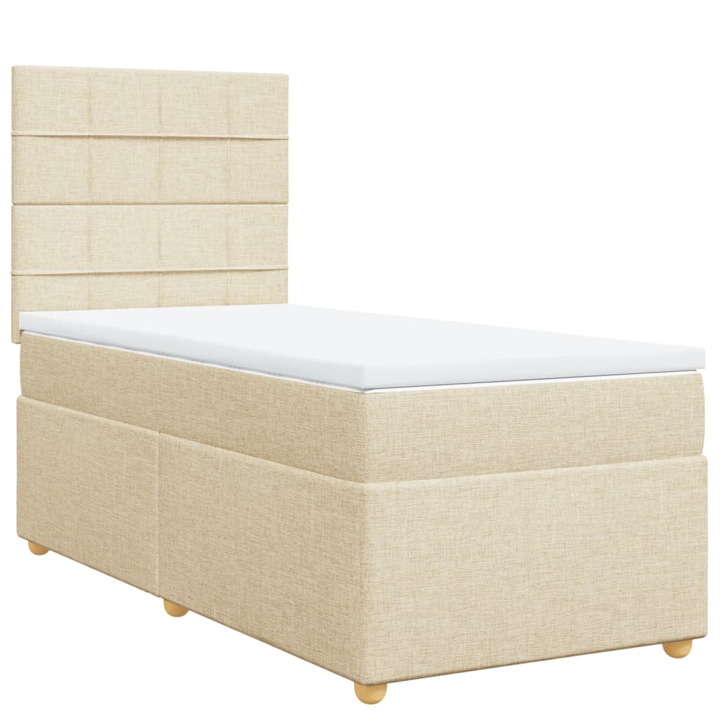 Boxspring met matras stof crèmekleurig 100x200 cm is nu te koop bij PeponiXL, paradijselijk wonen!