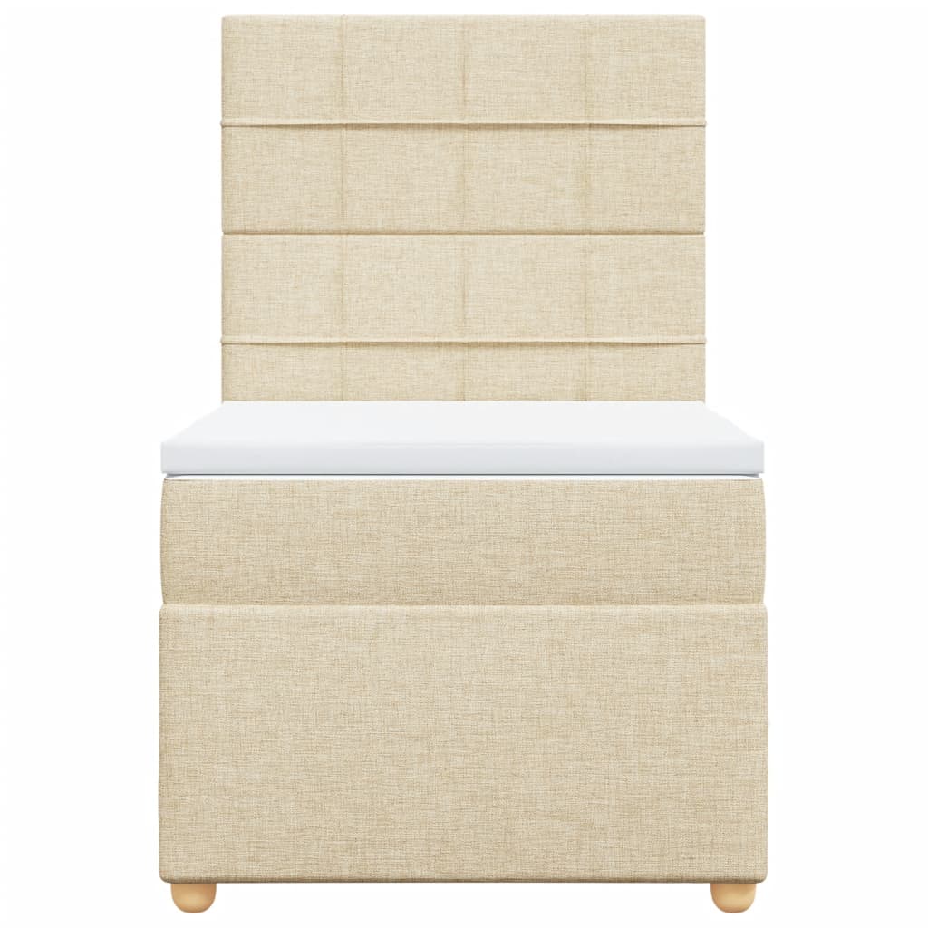 Boxspring met matras stof crèmekleurig 100x200 cm is nu te koop bij PeponiXL, paradijselijk wonen!