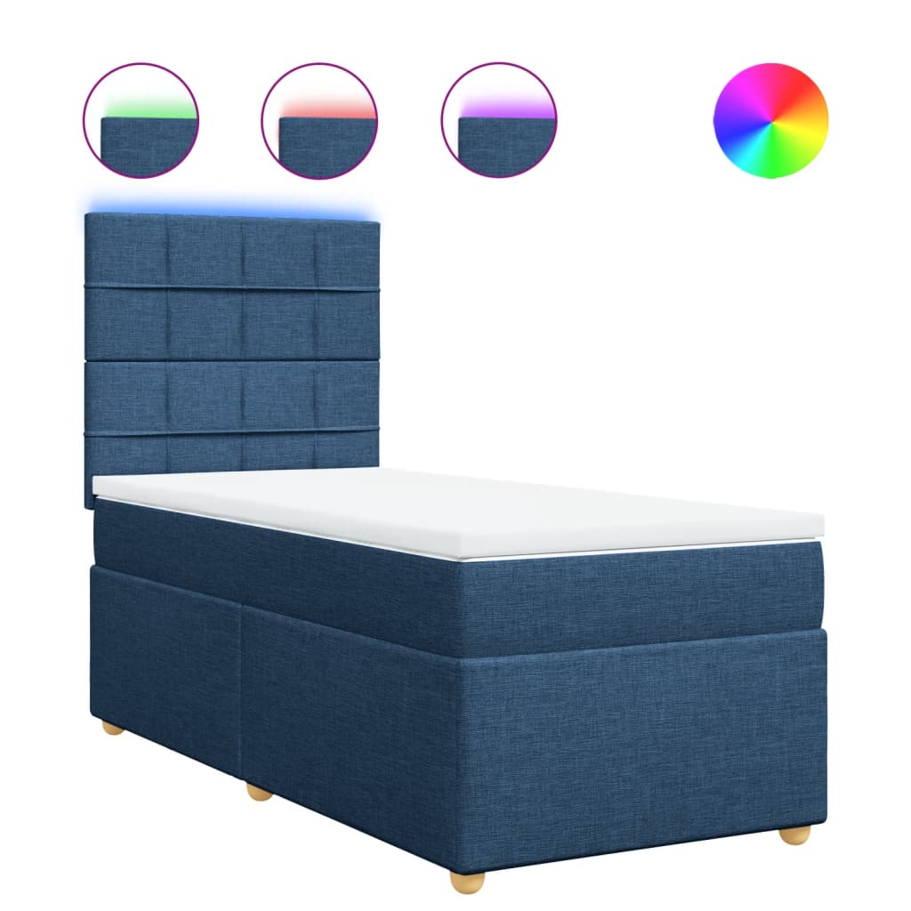 Boxspring met matras stof blauw 100x200 cm is nu te koop bij PeponiXL, paradijselijk wonen!