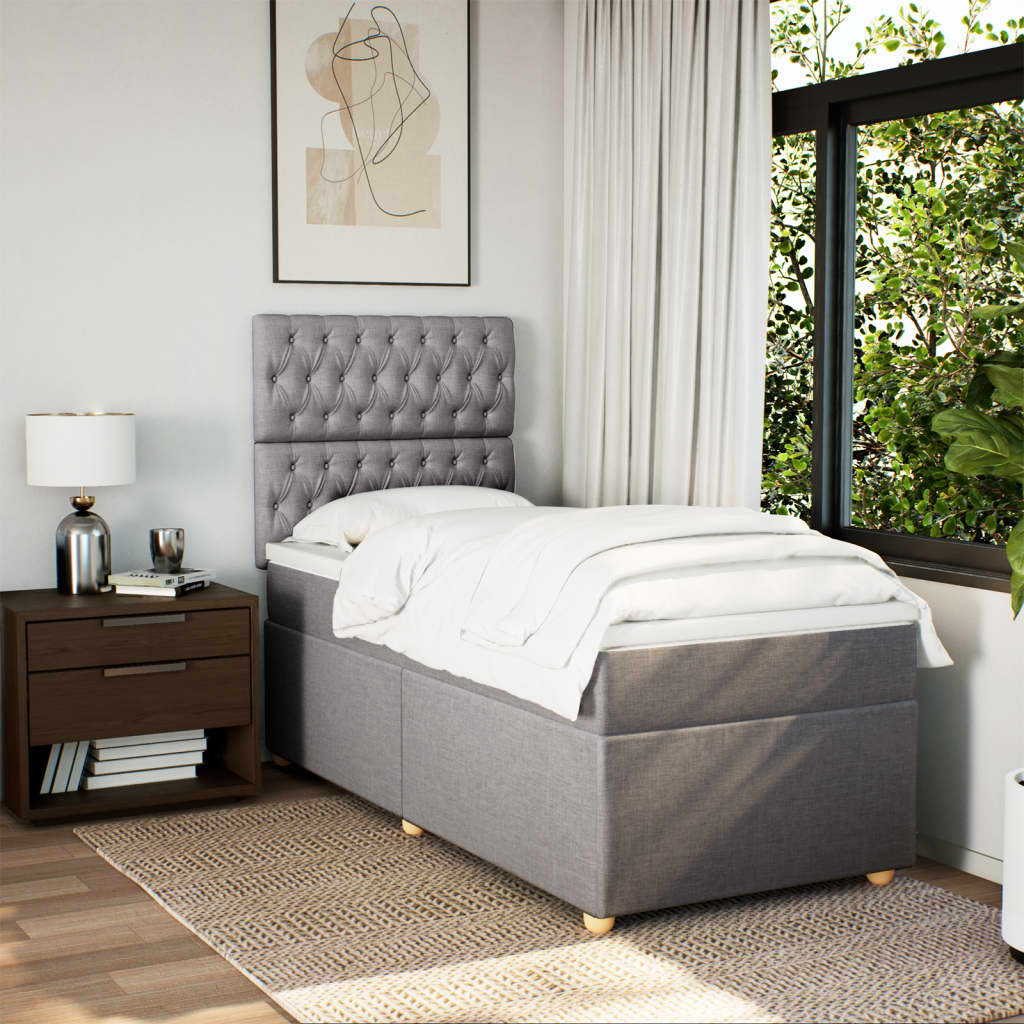 Boxspring met matras stof taupe 100x200 cm is nu te koop bij PeponiXL, paradijselijk wonen!