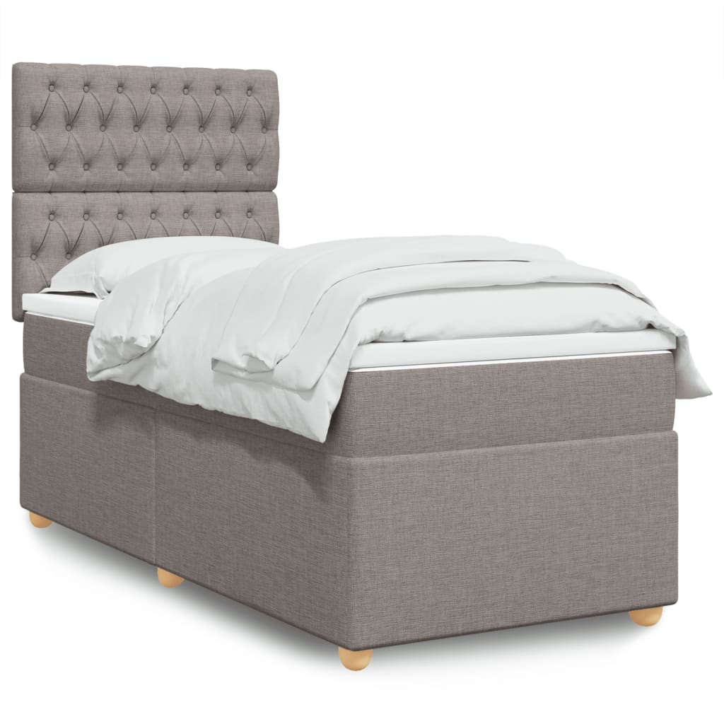 Boxspring met matras stof taupe 100x200 cm is nu te koop bij PeponiXL, paradijselijk wonen!