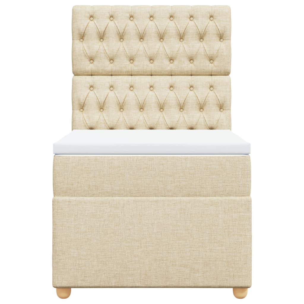 Boxspring met matras stof crèmekleurig 100x200 cm is nu te koop bij PeponiXL, paradijselijk wonen!