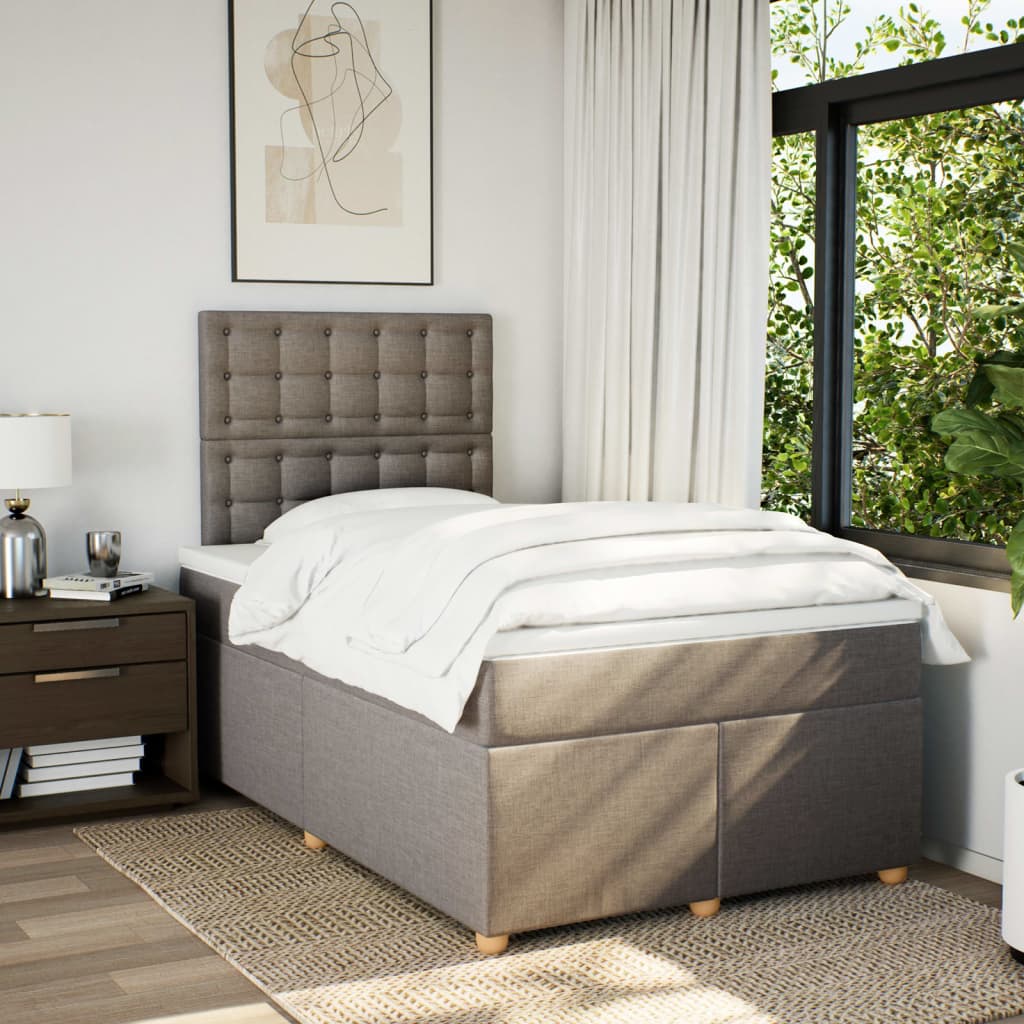 Boxspring met matras stof taupe 120x190 cm is nu te koop bij PeponiXL, paradijselijk wonen!