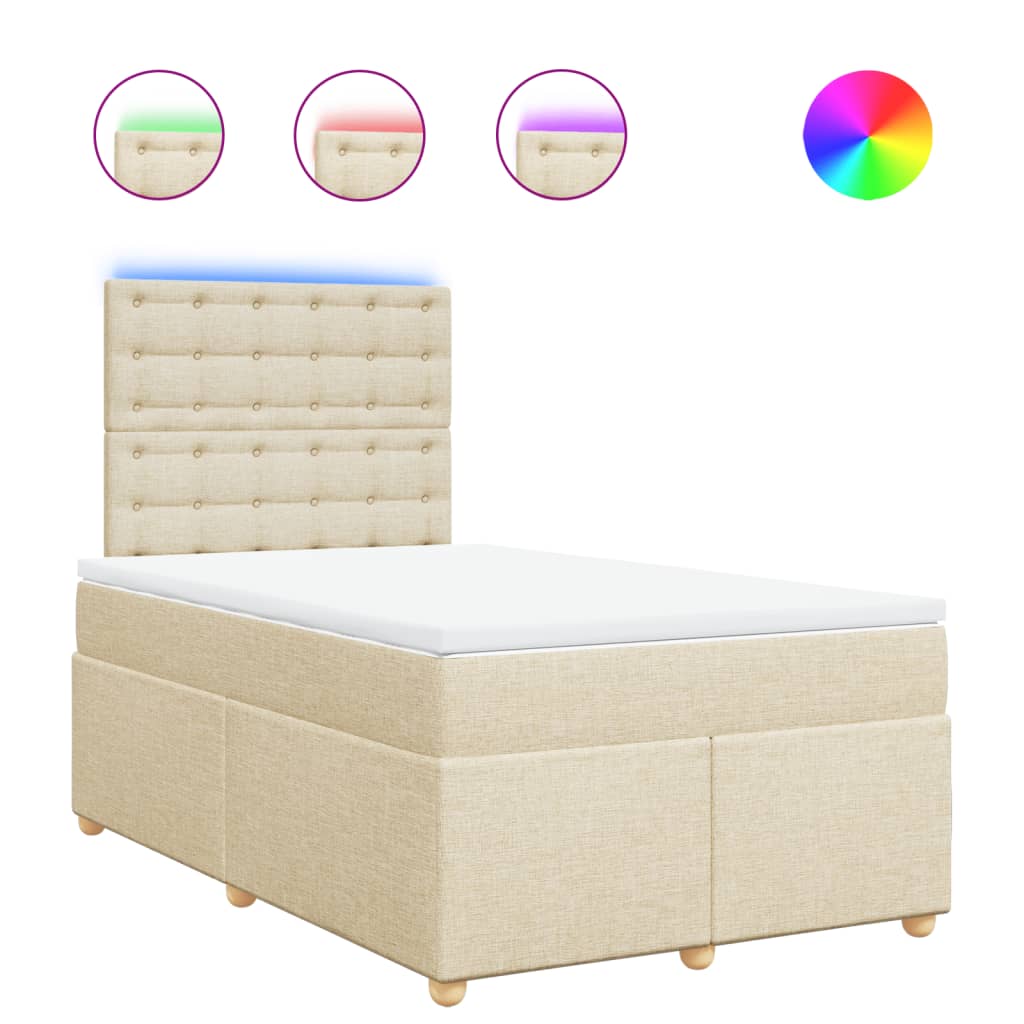 Boxspring met matras stof crèmekleurig 120x190 cm is nu te koop bij PeponiXL, paradijselijk wonen!
