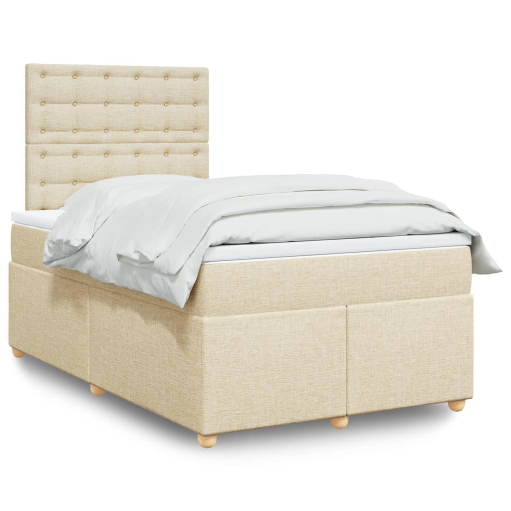 Boxspring met matras stof crèmekleurig 120x190 cm is nu te koop bij PeponiXL, paradijselijk wonen!