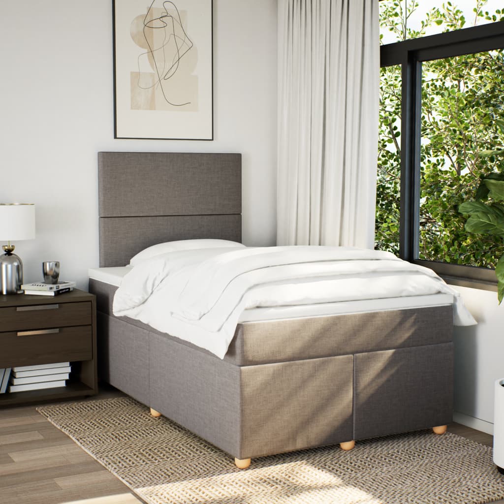 Boxspring met matras stof taupe 120x200 cm is nu te koop bij PeponiXL, paradijselijk wonen!