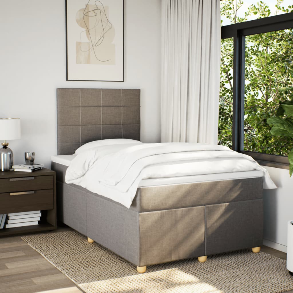 Boxspring met matras stof taupe 120x200 cm is nu te koop bij PeponiXL, paradijselijk wonen!