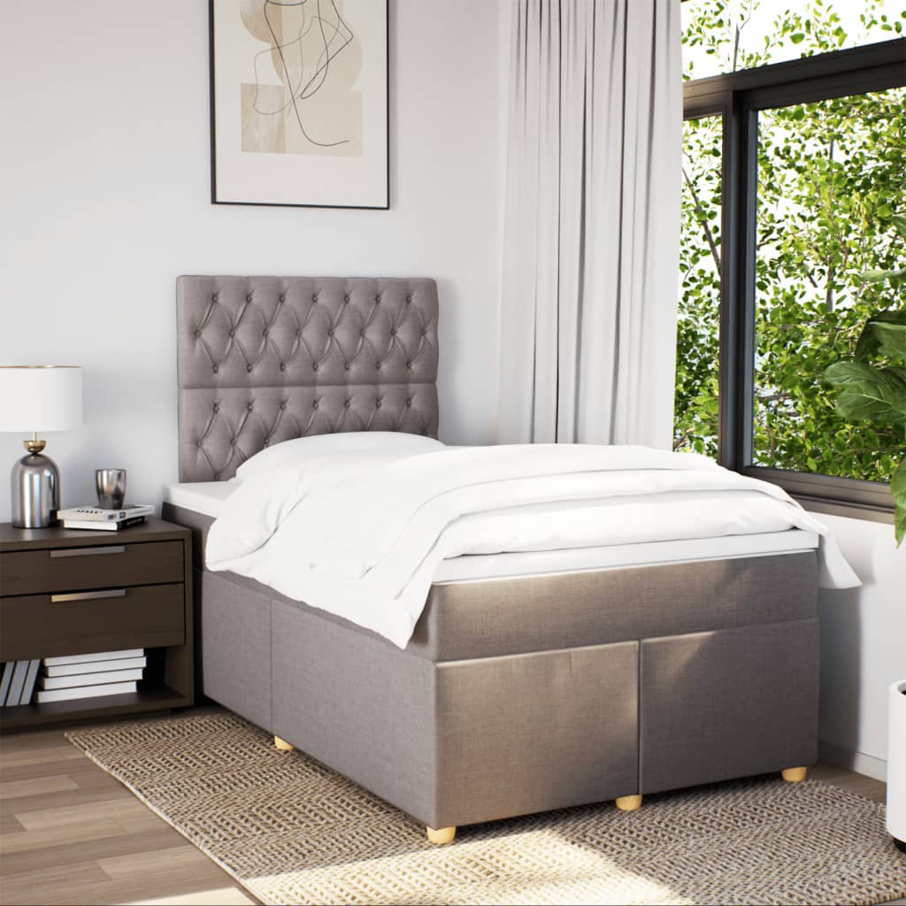 Boxspring met matras stof taupe 120x200 cm is nu te koop bij PeponiXL, paradijselijk wonen!