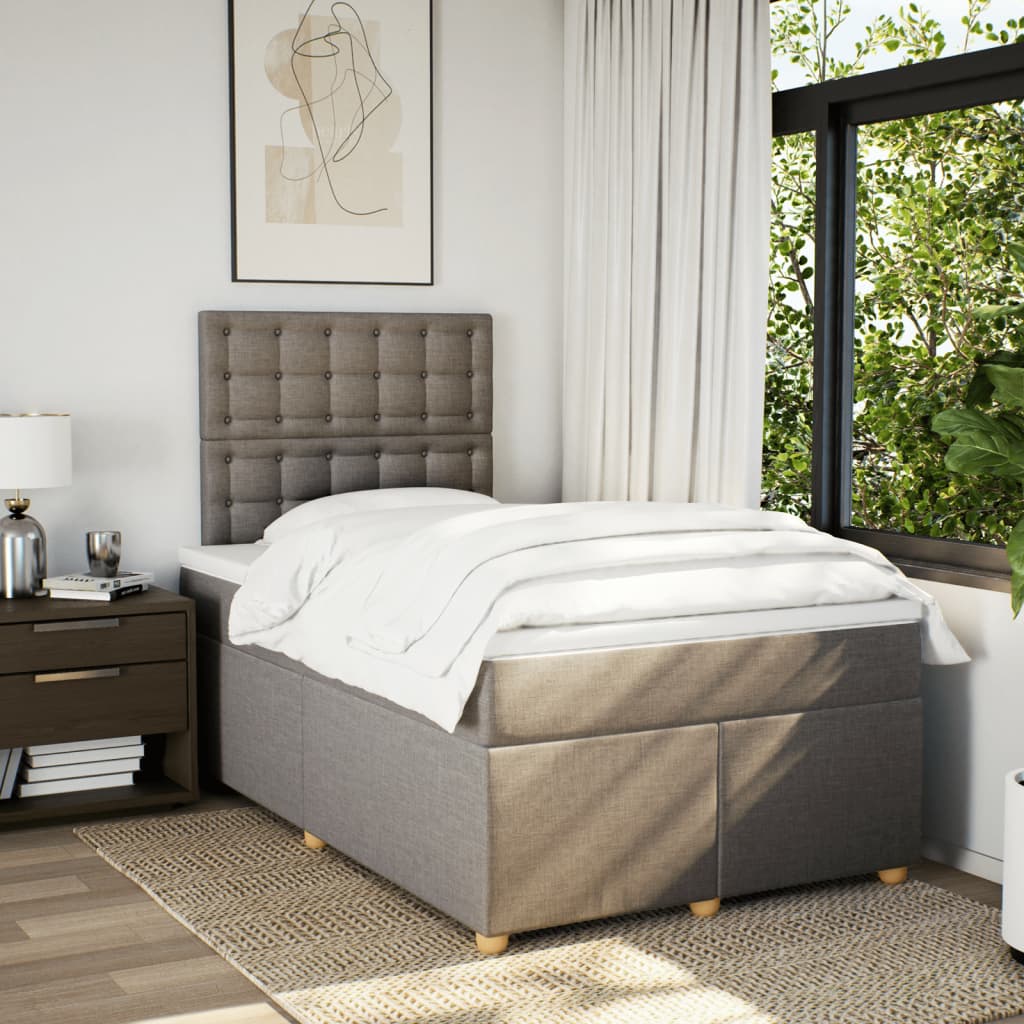 Boxspring met matras stof taupe 120x200 cm is nu te koop bij PeponiXL, paradijselijk wonen!