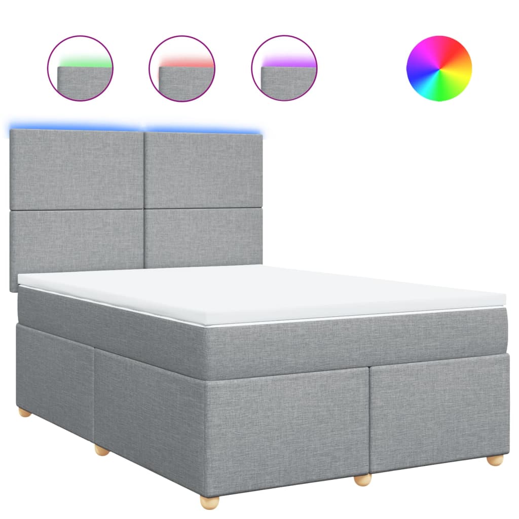 Boxspring met matras stof lichtgrijs 140x190 cm is nu te koop bij PeponiXL, paradijselijk wonen!