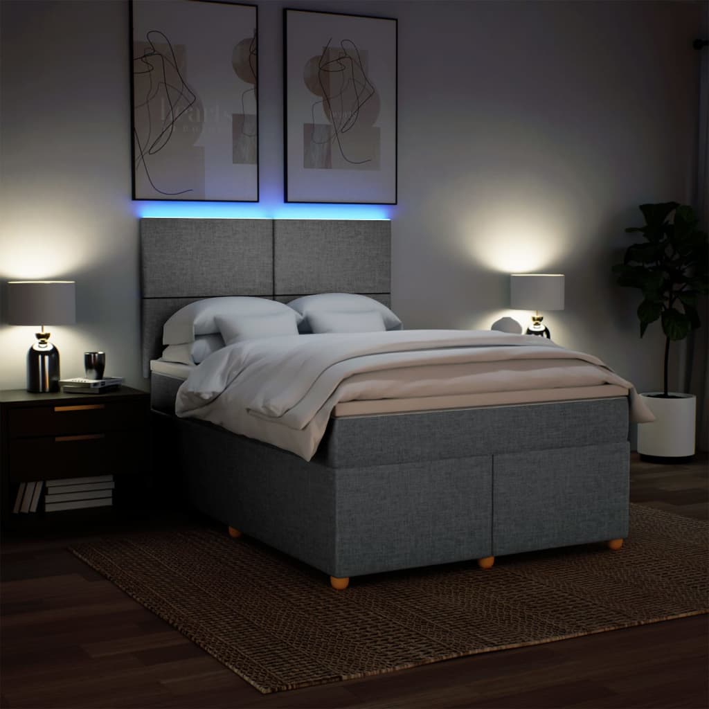 Boxspring met matras stof lichtgrijs 140x190 cm is nu te koop bij PeponiXL, paradijselijk wonen!