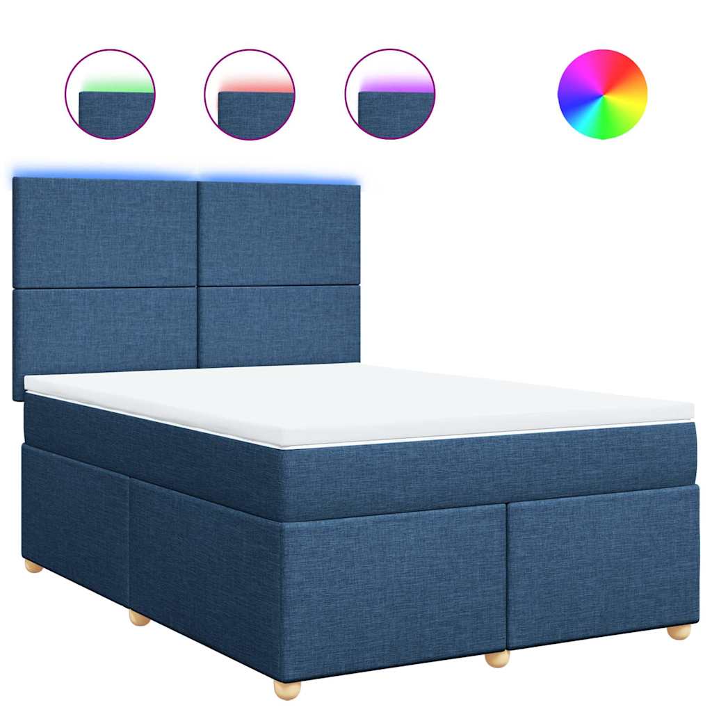 Boxspring met matras stof blauw 140x190 cm is nu te koop bij PeponiXL, paradijselijk wonen!