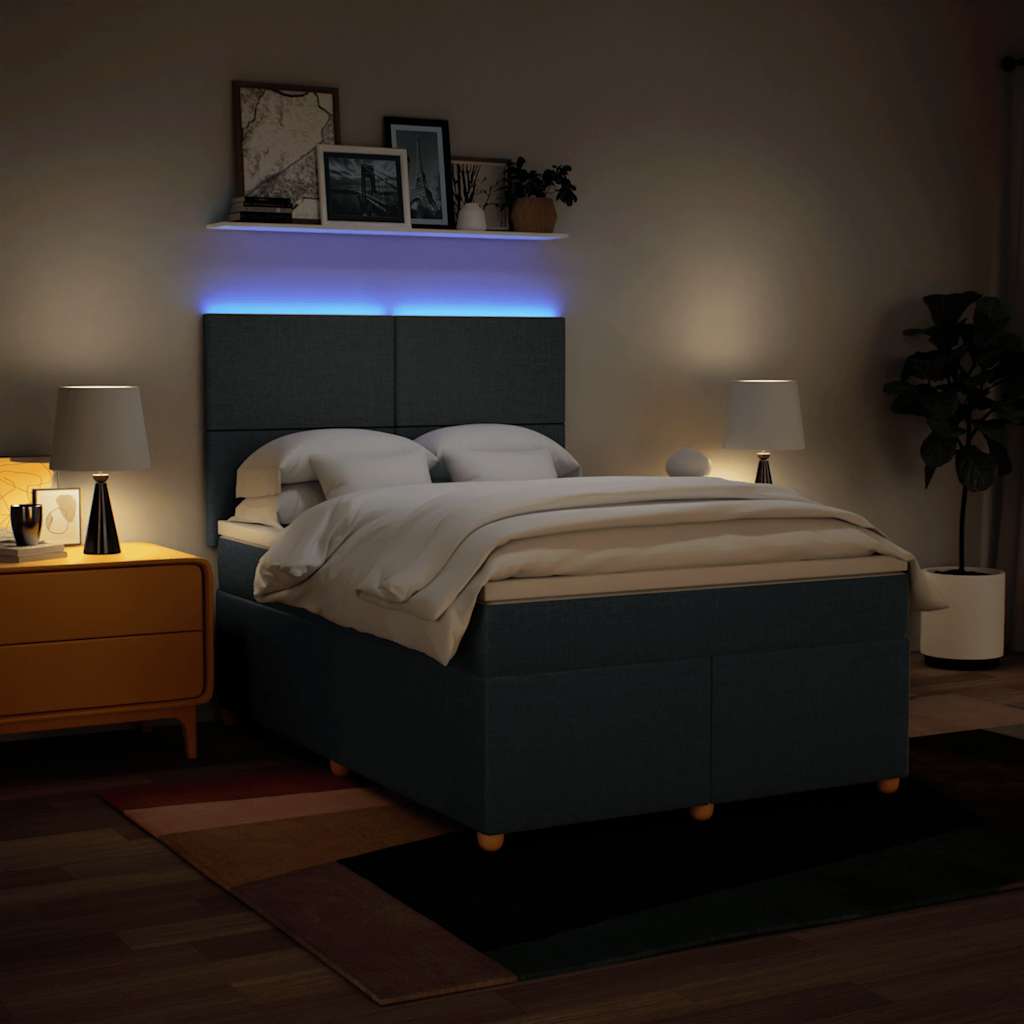 Boxspring met matras stof blauw 140x190 cm is nu te koop bij PeponiXL, paradijselijk wonen!