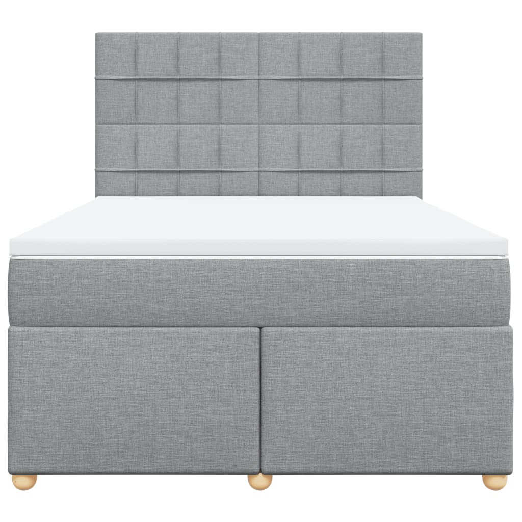 Boxspring met matras stof lichtgrijs 140x190 cm is nu te koop bij PeponiXL, paradijselijk wonen!