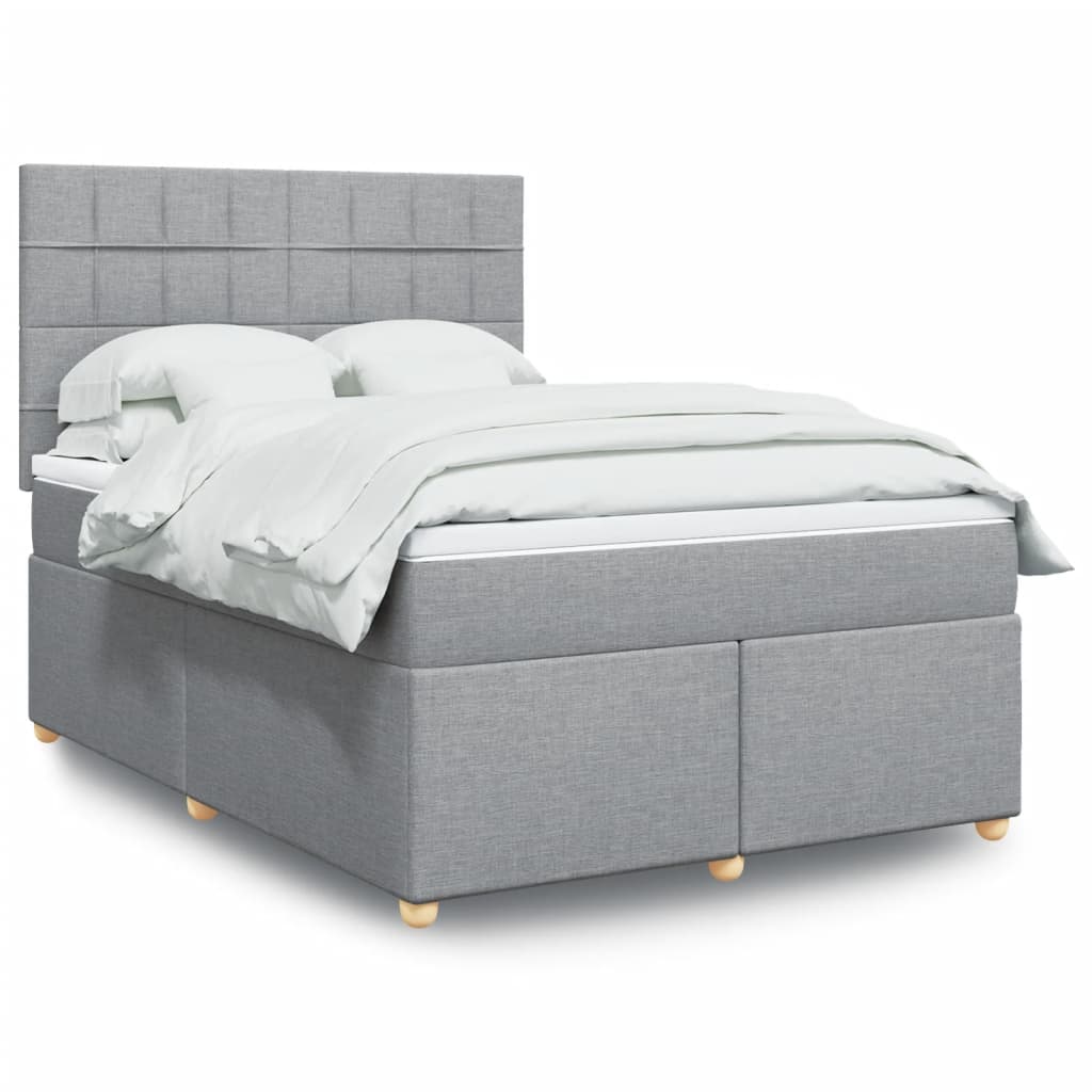 Boxspring met matras stof lichtgrijs 140x190 cm is nu te koop bij PeponiXL, paradijselijk wonen!