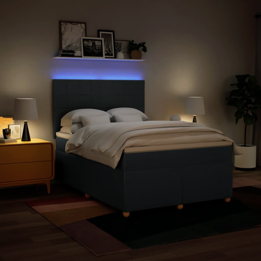 Boxspring met matras stof blauw 140x190 cm is nu te koop bij PeponiXL, paradijselijk wonen!