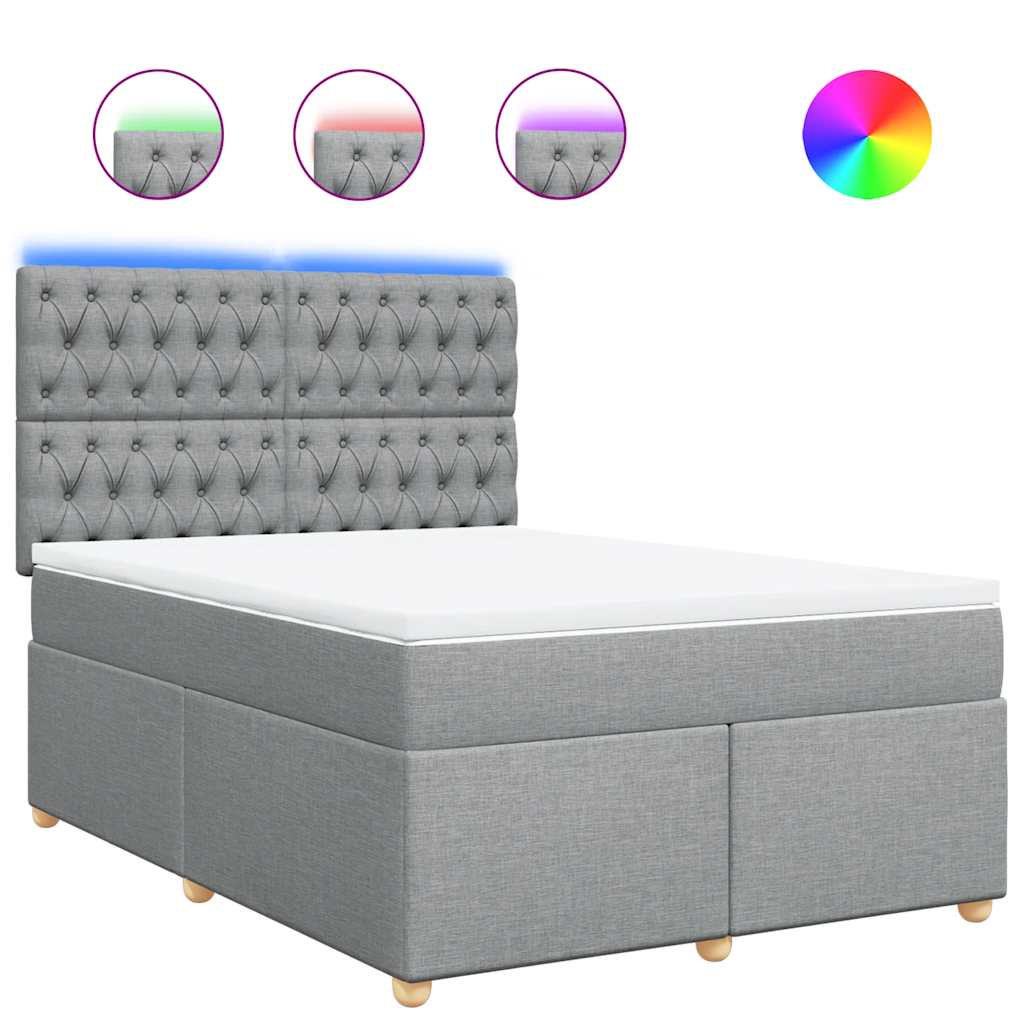 Boxspring met matras stof lichtgrijs 140x190 cm is nu te koop bij PeponiXL, paradijselijk wonen!
