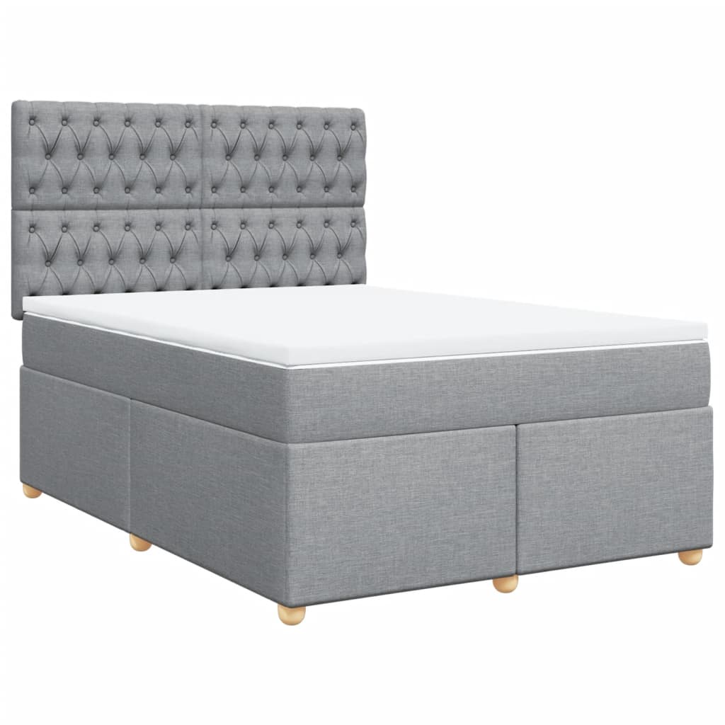 Boxspring met matras stof lichtgrijs 140x190 cm is nu te koop bij PeponiXL, paradijselijk wonen!