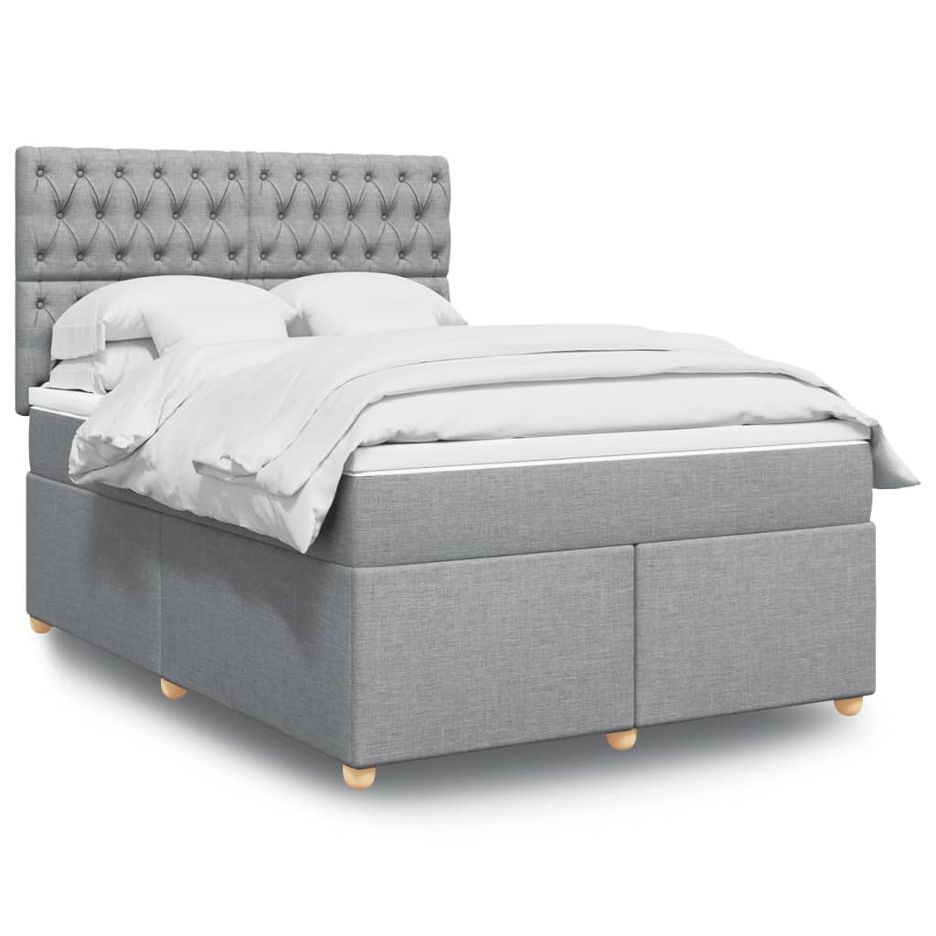Boxspring met matras stof lichtgrijs 140x190 cm is nu te koop bij PeponiXL, paradijselijk wonen!