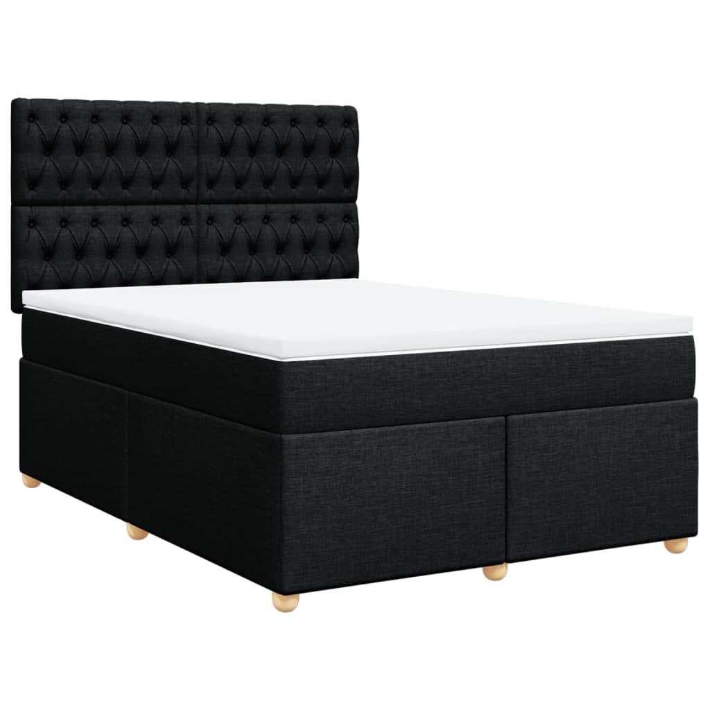 Boxspring met matras stof zwart 140x190 cm is nu te koop bij PeponiXL, paradijselijk wonen!