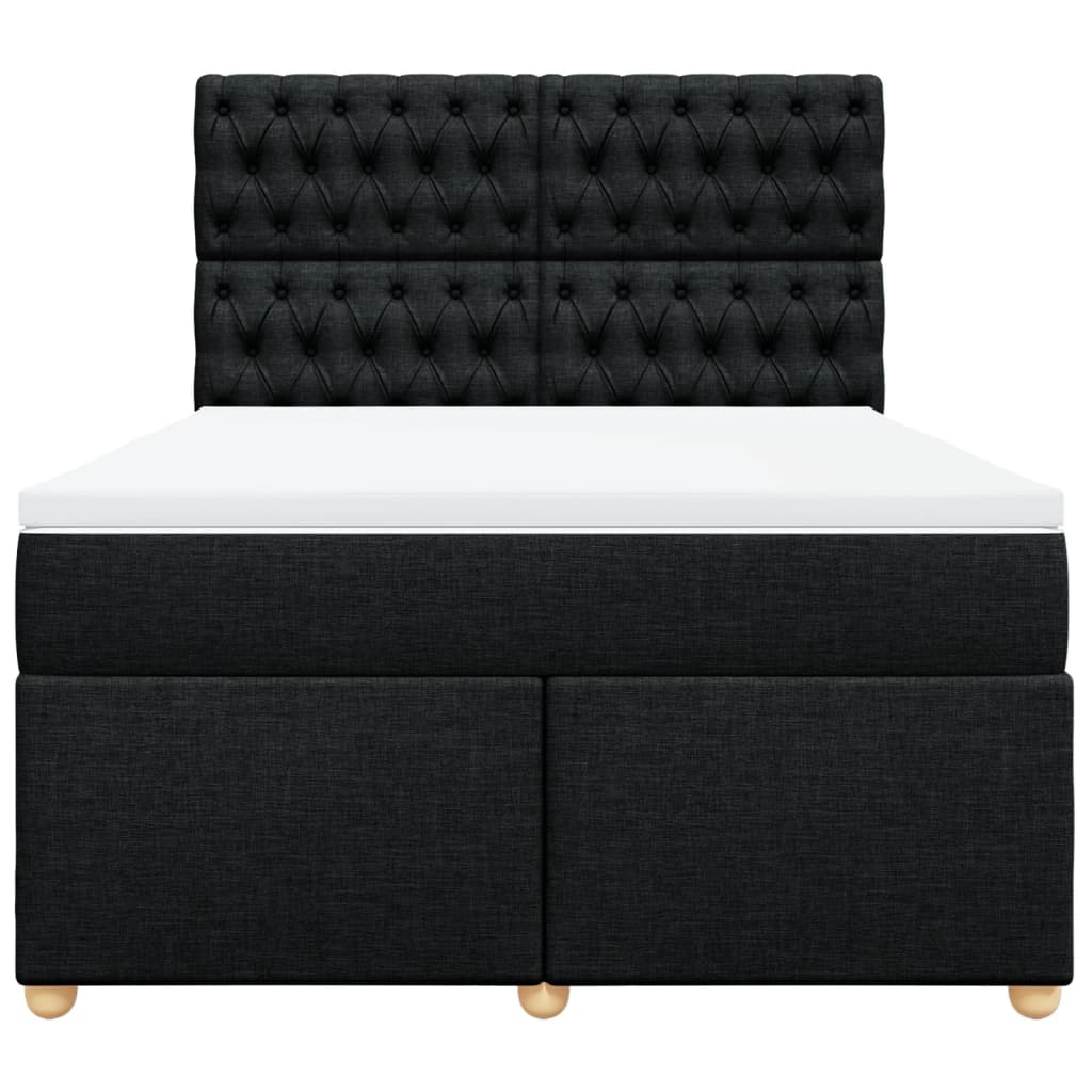 Boxspring met matras stof zwart 140x190 cm is nu te koop bij PeponiXL, paradijselijk wonen!