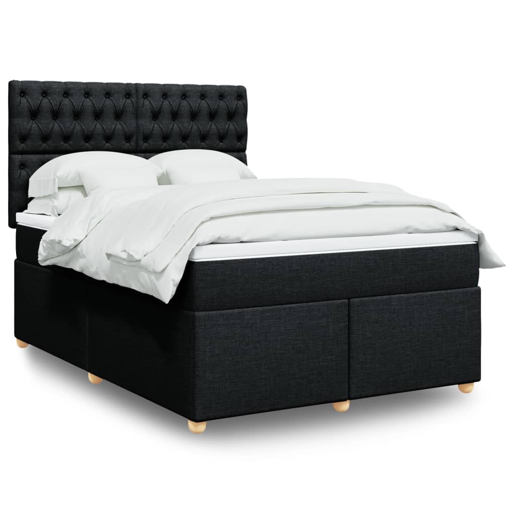 Boxspring met matras stof zwart 140x190 cm is nu te koop bij PeponiXL, paradijselijk wonen!
