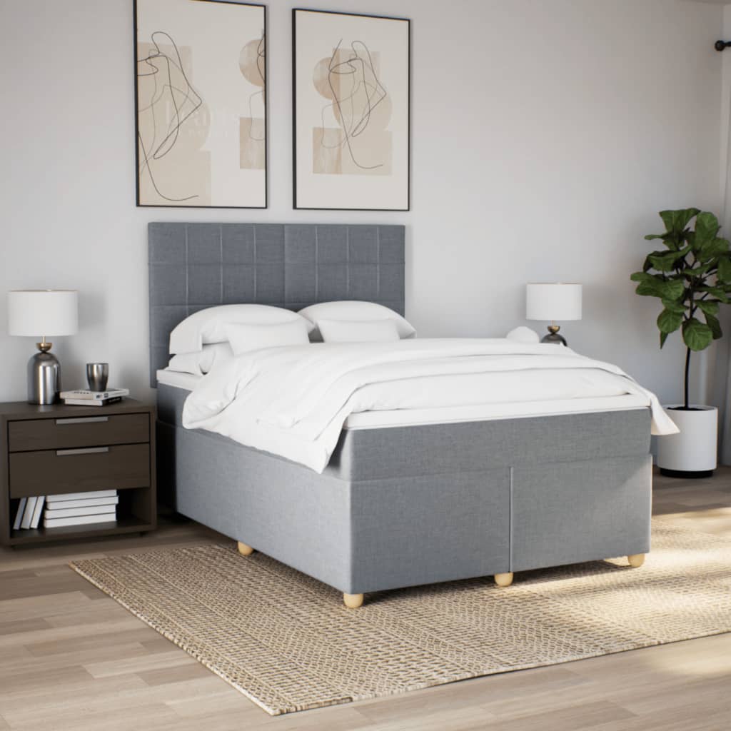 Boxspring met matras stof lichtgrijs 140x200 cm is nu te koop bij PeponiXL, paradijselijk wonen!
