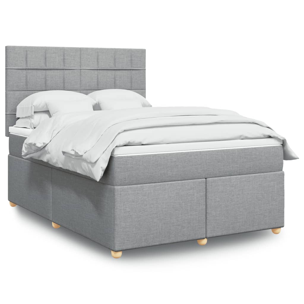 Boxspring met matras stof lichtgrijs 140x200 cm is nu te koop bij PeponiXL, paradijselijk wonen!