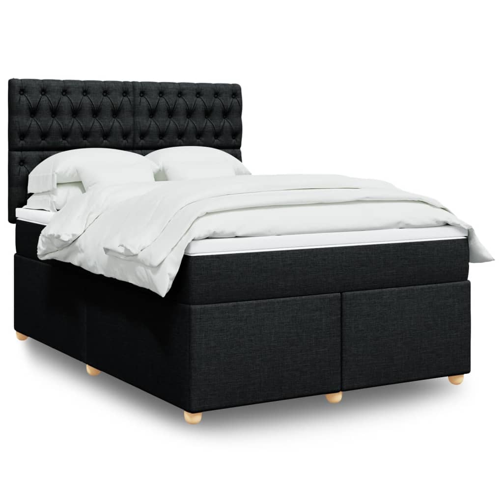 Boxspring met matras stof zwart 140x200 cm is nu te koop bij PeponiXL, paradijselijk wonen!