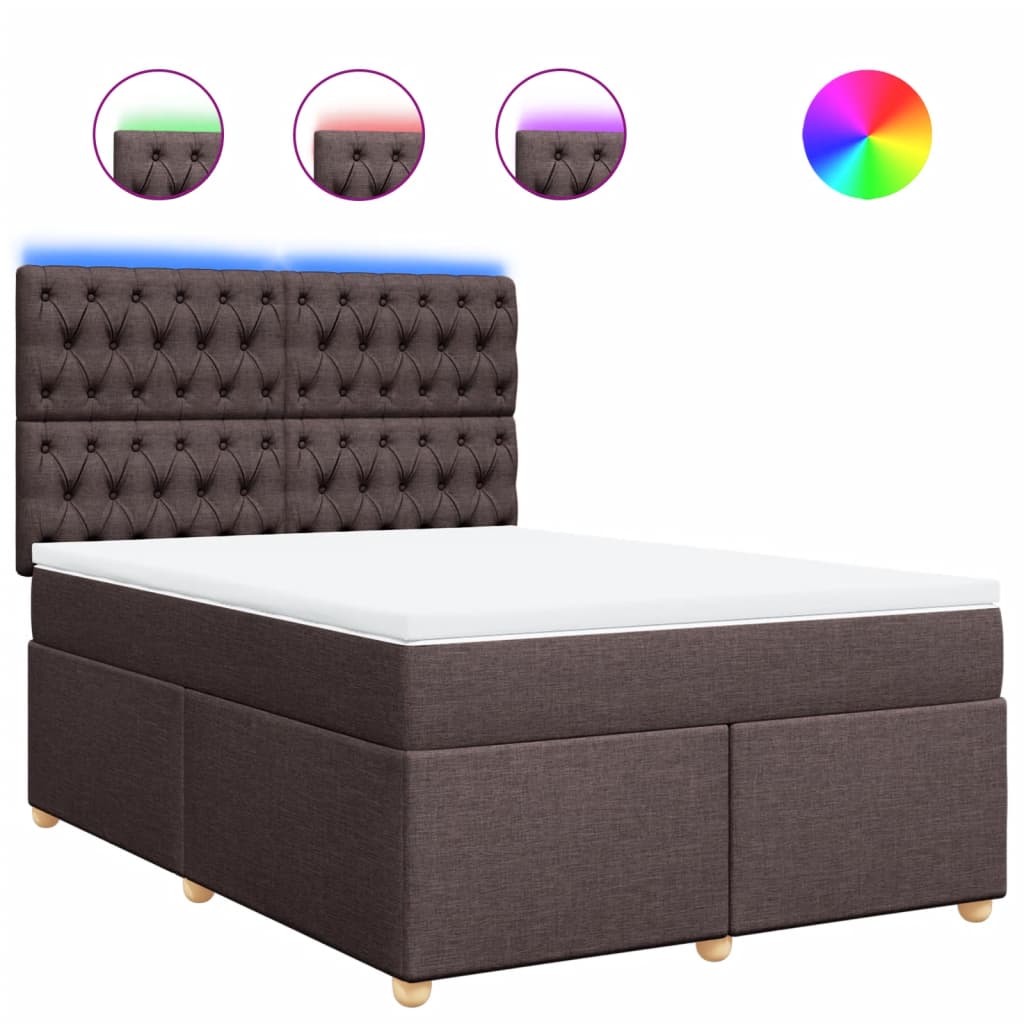 Boxspring met matras stof donkerbruin 140x200 cm is nu te koop bij PeponiXL, paradijselijk wonen!
