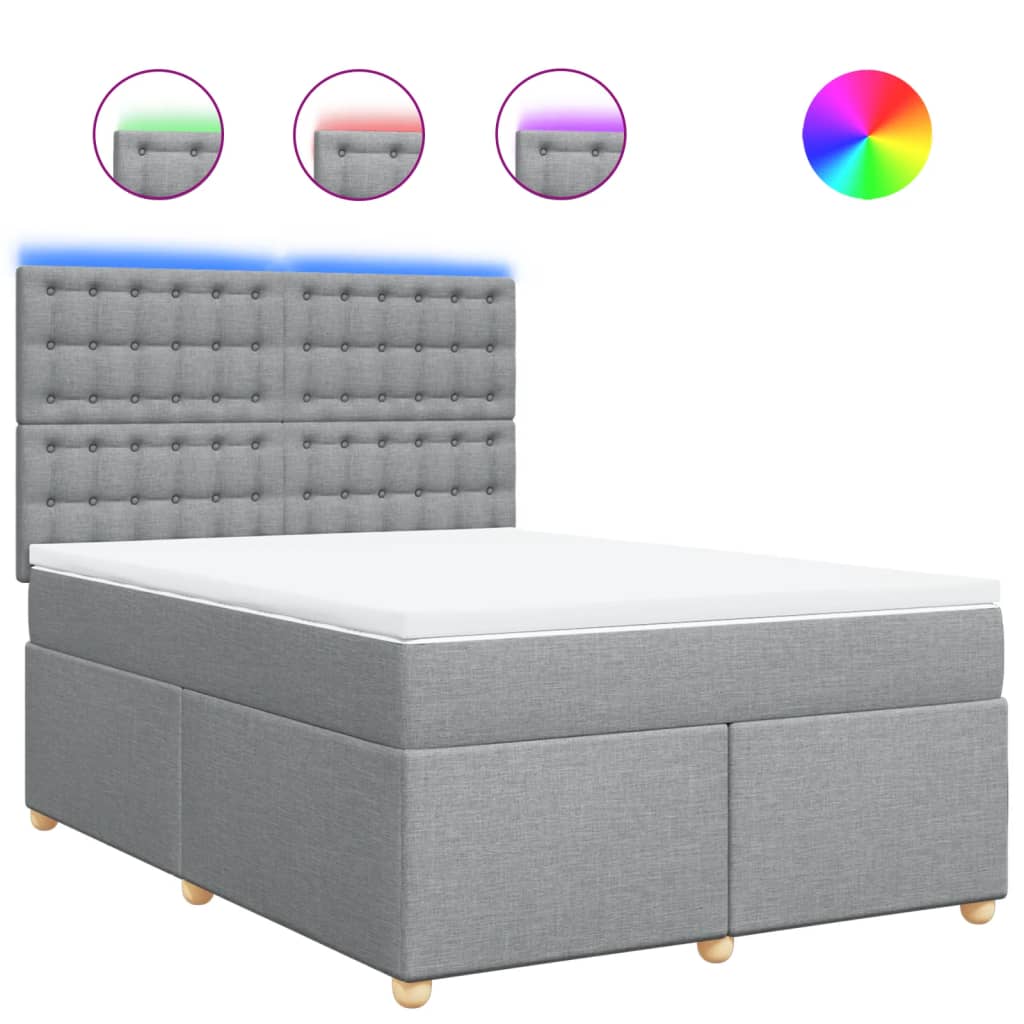 Boxspring met matras stof lichtgrijs 140x200 cm is nu te koop bij PeponiXL, paradijselijk wonen!