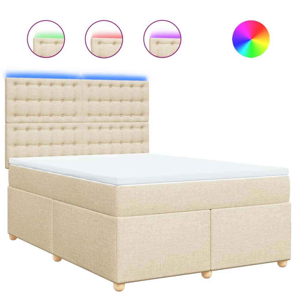 Boxspring met matras stof crèmekleurig 160x200 cm is nu te koop bij PeponiXL, paradijselijk wonen!