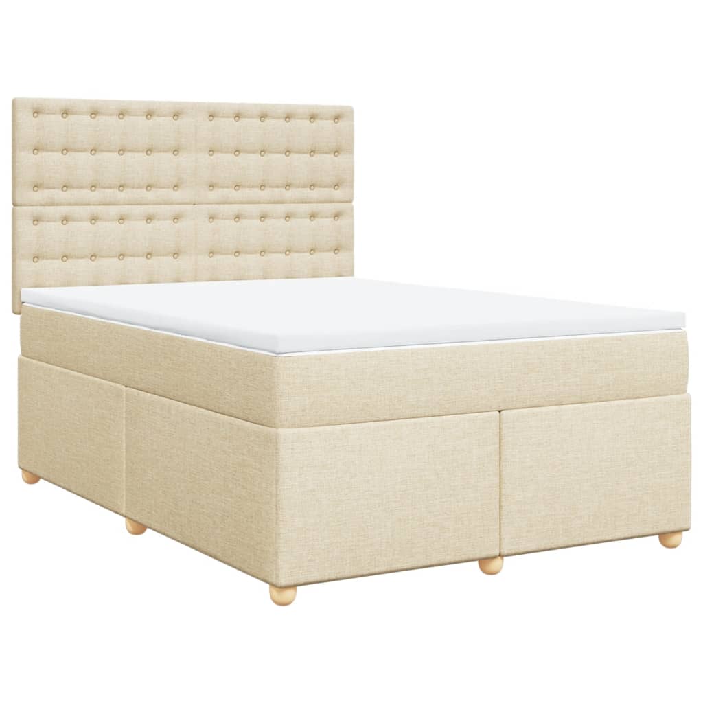 Boxspring met matras stof crèmekleurig 160x200 cm is nu te koop bij PeponiXL, paradijselijk wonen!