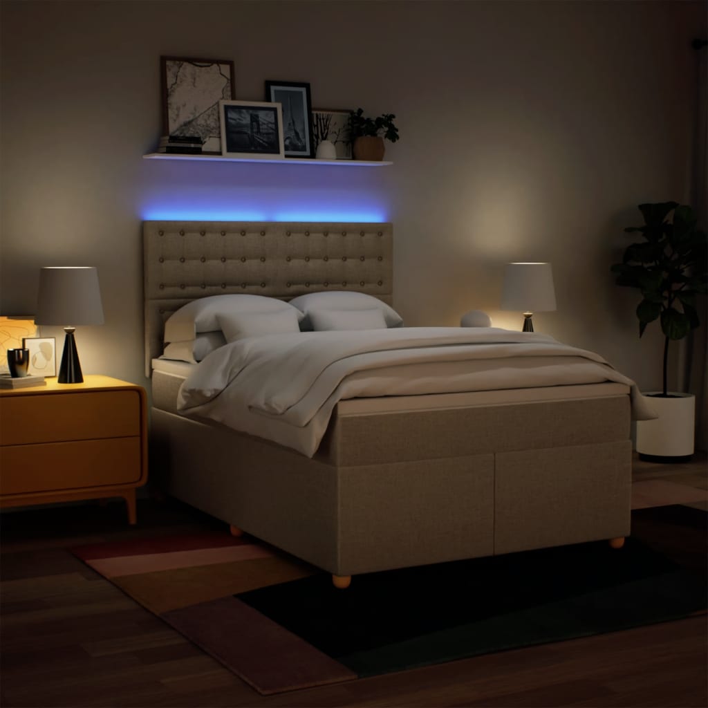 Boxspring met matras stof crèmekleurig 160x200 cm is nu te koop bij PeponiXL, paradijselijk wonen!