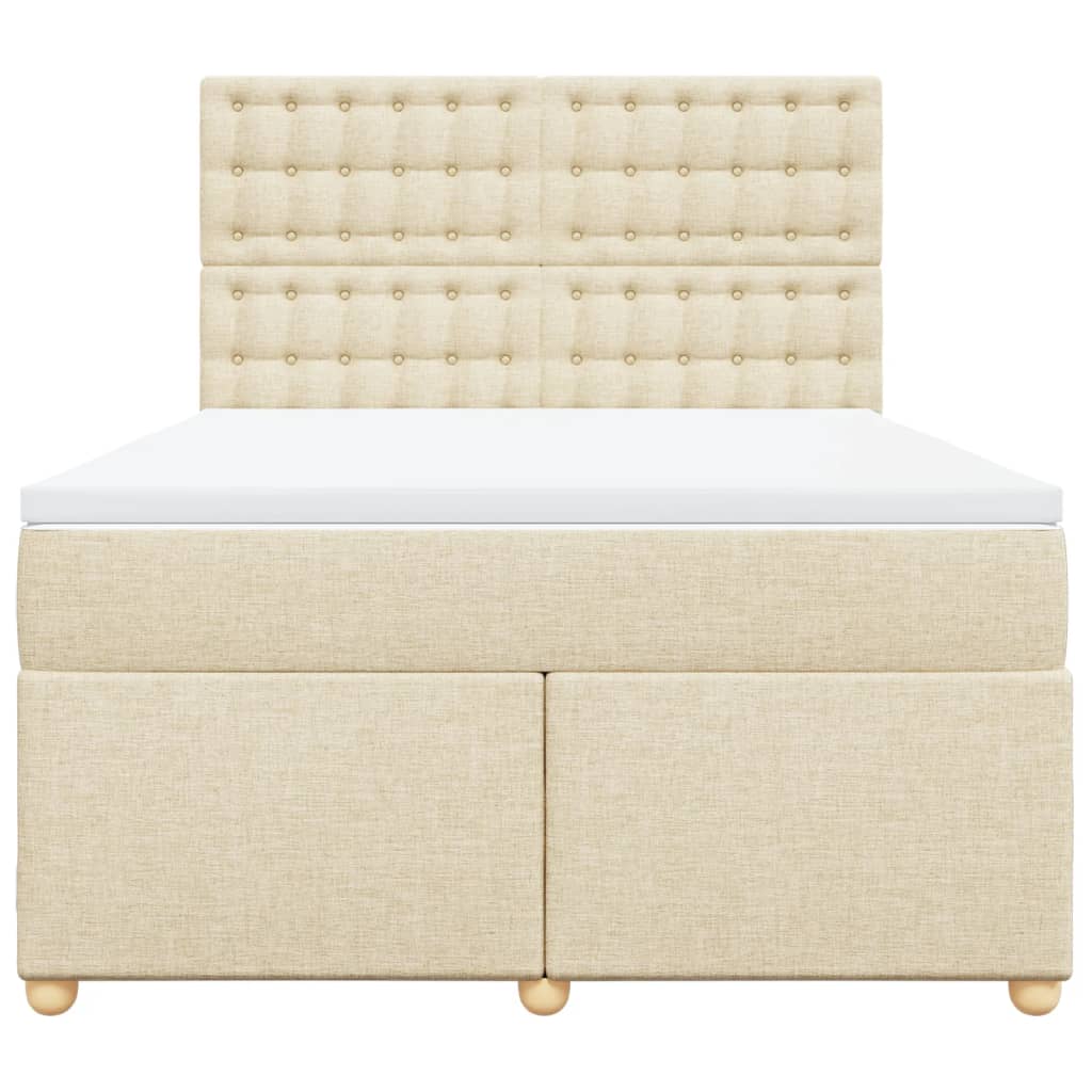 Boxspring met matras stof crèmekleurig 160x200 cm is nu te koop bij PeponiXL, paradijselijk wonen!